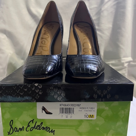 Sam Edelman Black Croc Print Heels. Worn Once. With Box. Size 10 - Picture 7 of 7